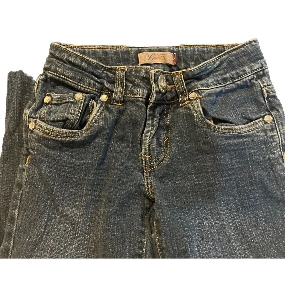 Levi's girls denim jeans size 8 with adjustable waist flap pockets